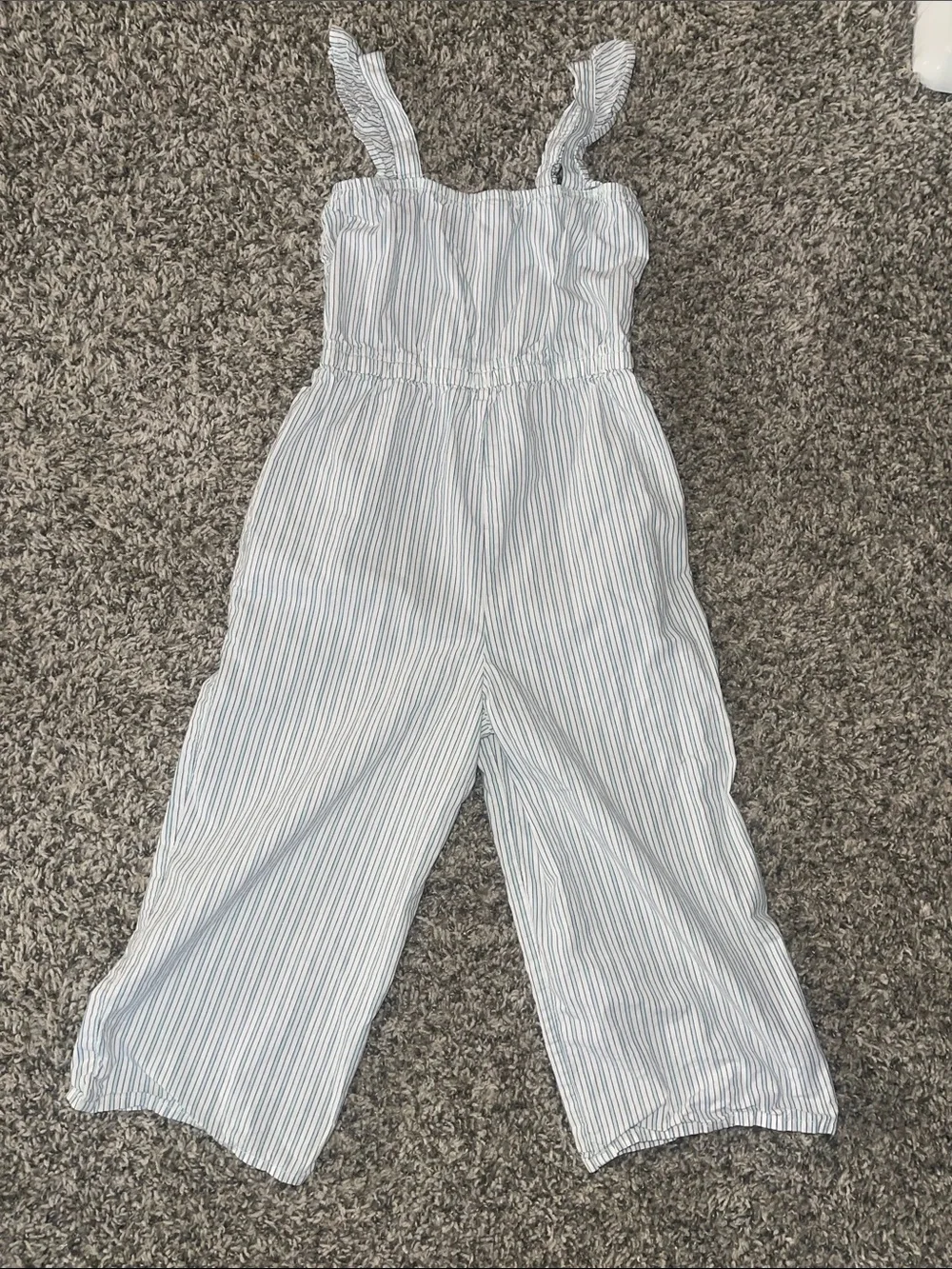 Carter's Blue & White Striped Smocked Jumpsuit